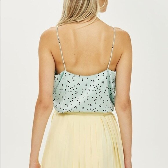 #12 Topshop | Scatter Spot Scallop Cami Top Mint SZ 10 - Picture 2 of 6